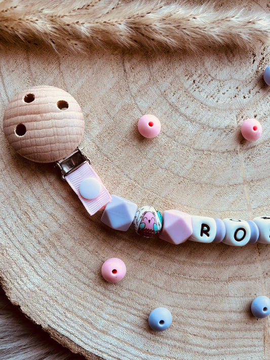 Attache tétine personnalisé pastel