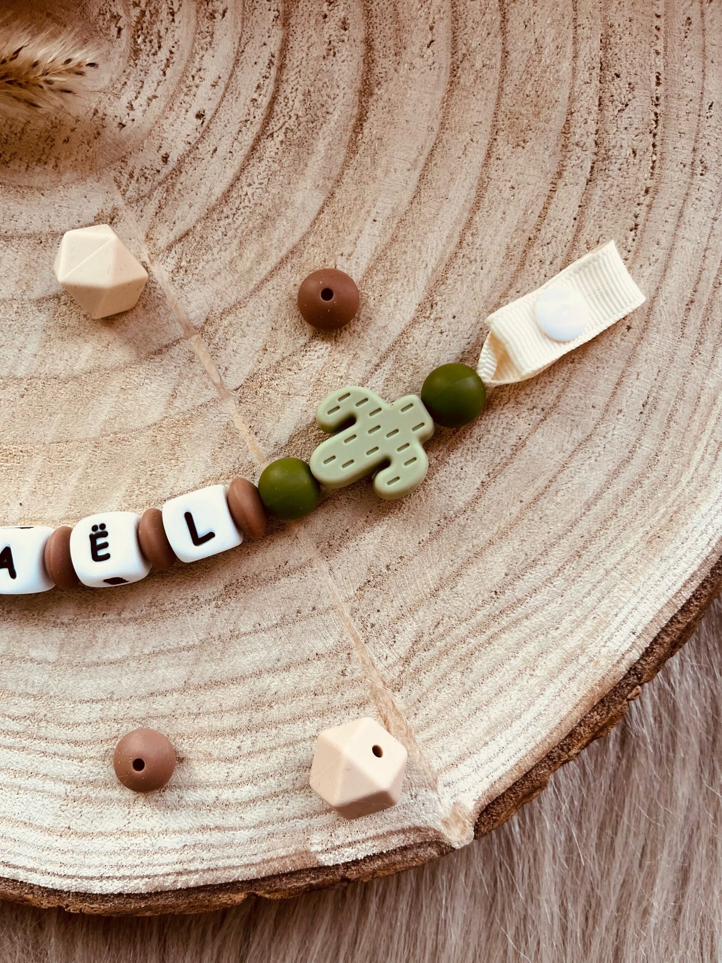 Attache tétine personnalisé cactus vert