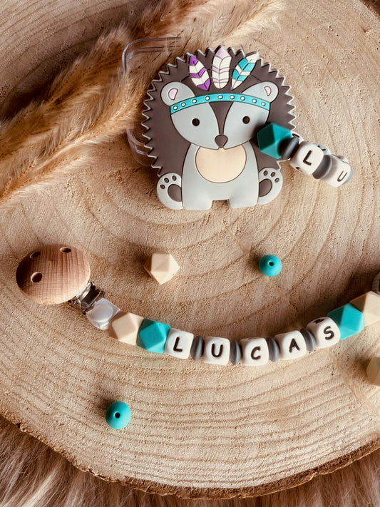 Coffret personnalisé petit hérisson gris