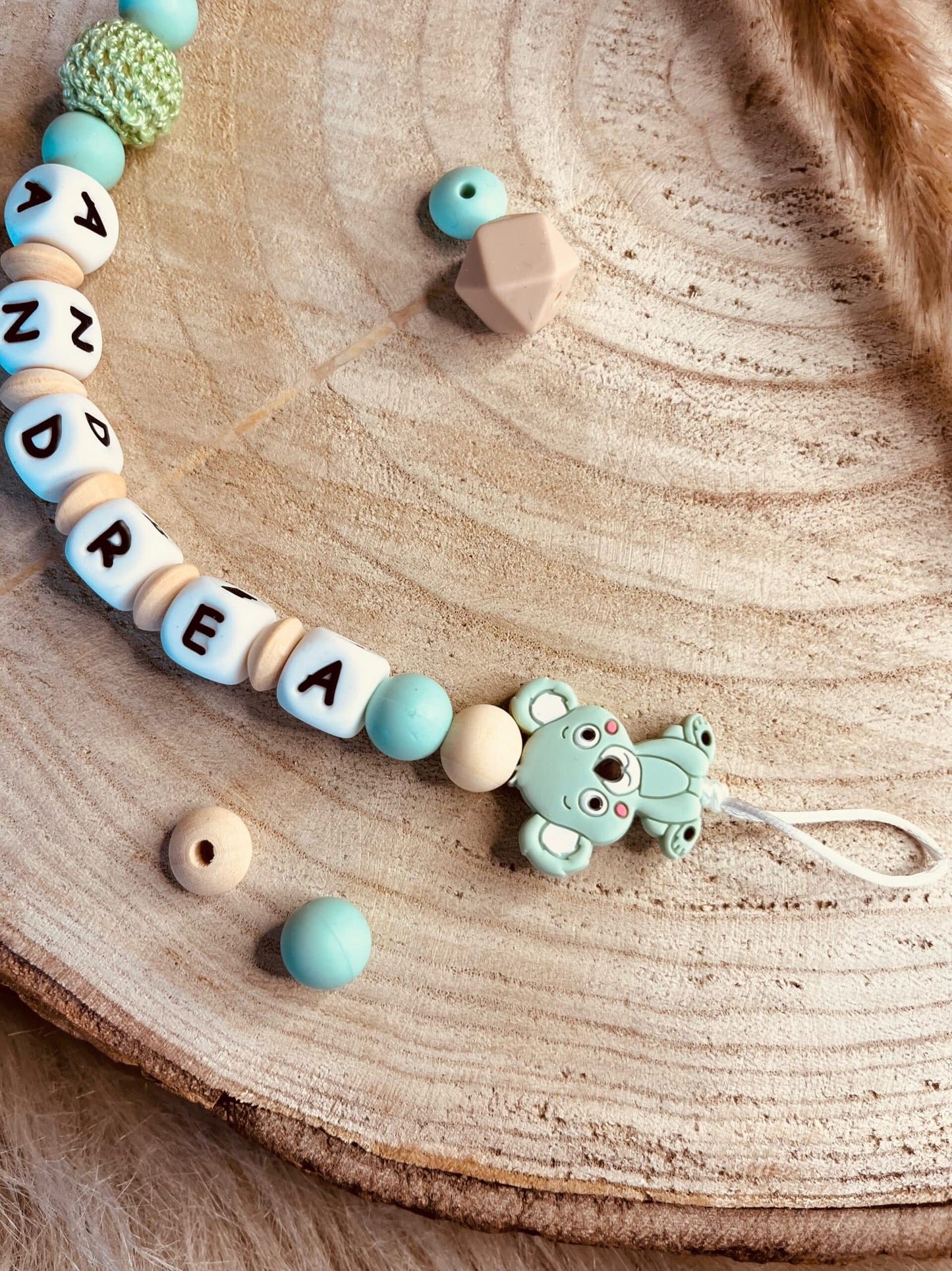 attache tétine koala vert pastel