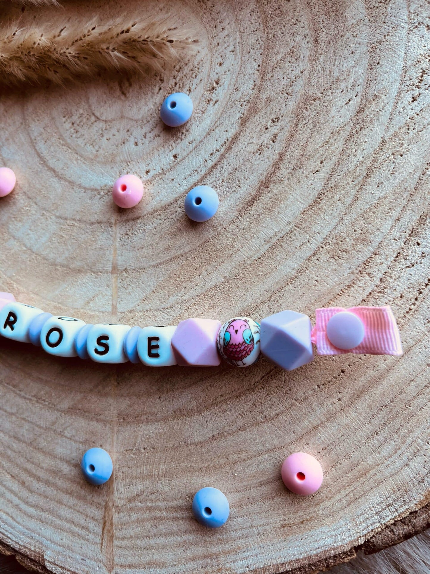 Attache tétine personnalisé pastel