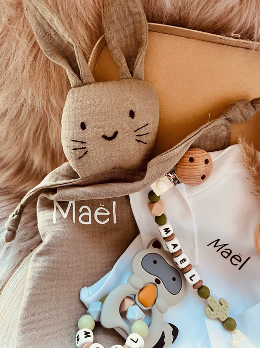 valise de naissance personnalisé raton laveur