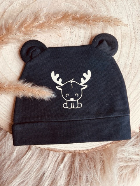 Bonnet noir personnalisé noir cerf