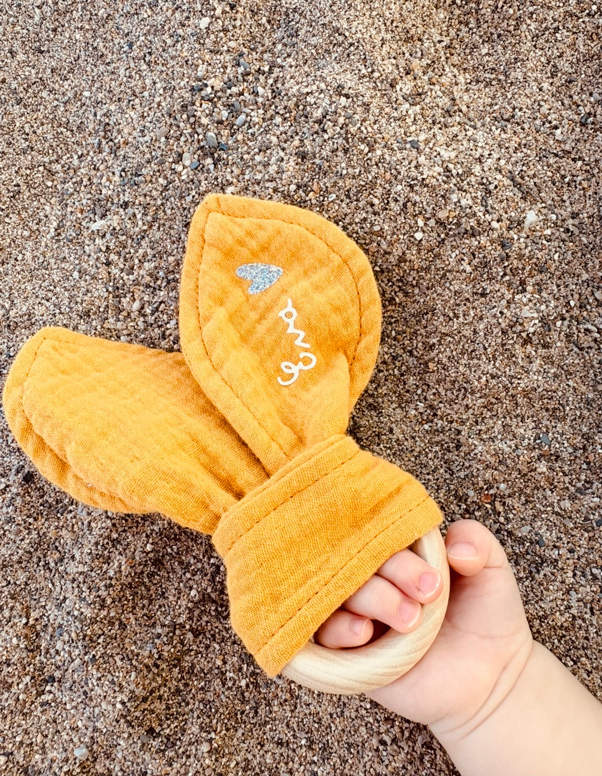 Anneau de dentition personnalisé moutarde