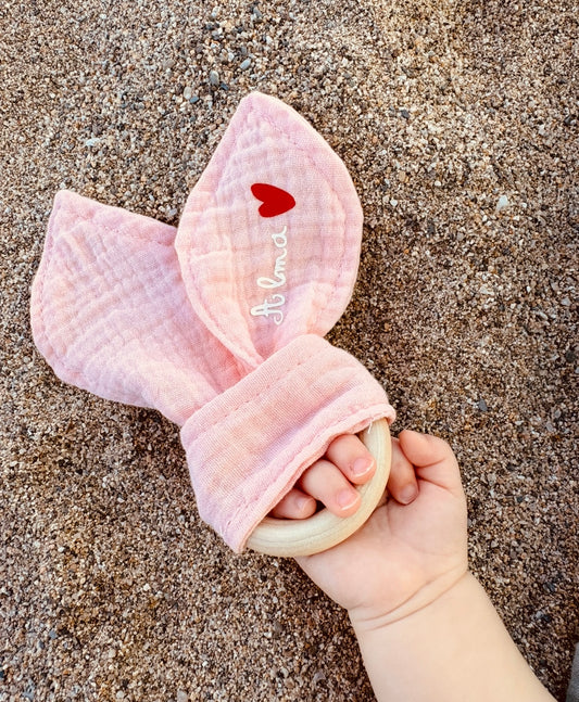 Anneau de dentition personnalisé rose