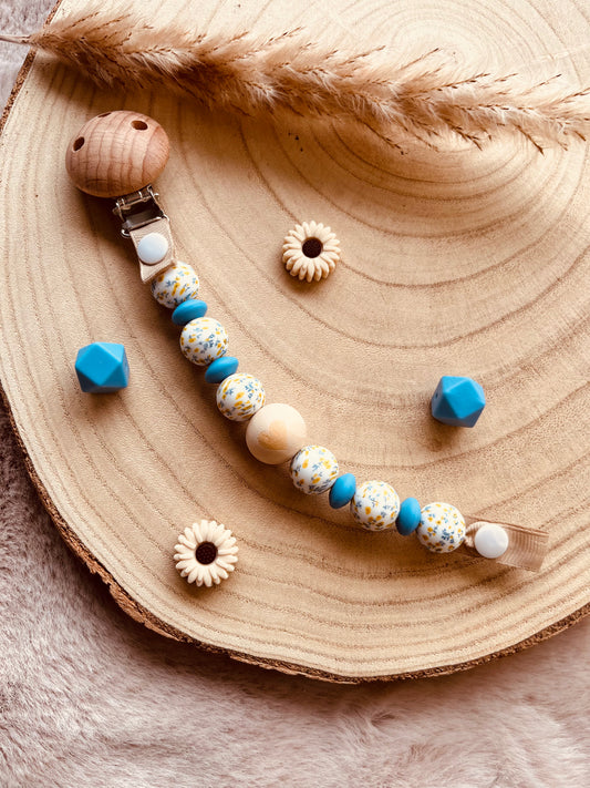 Attache tétine liberty bleu