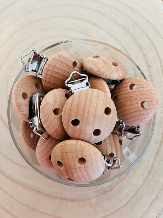Clip  rond en bois d'hêtre naturel 35mm