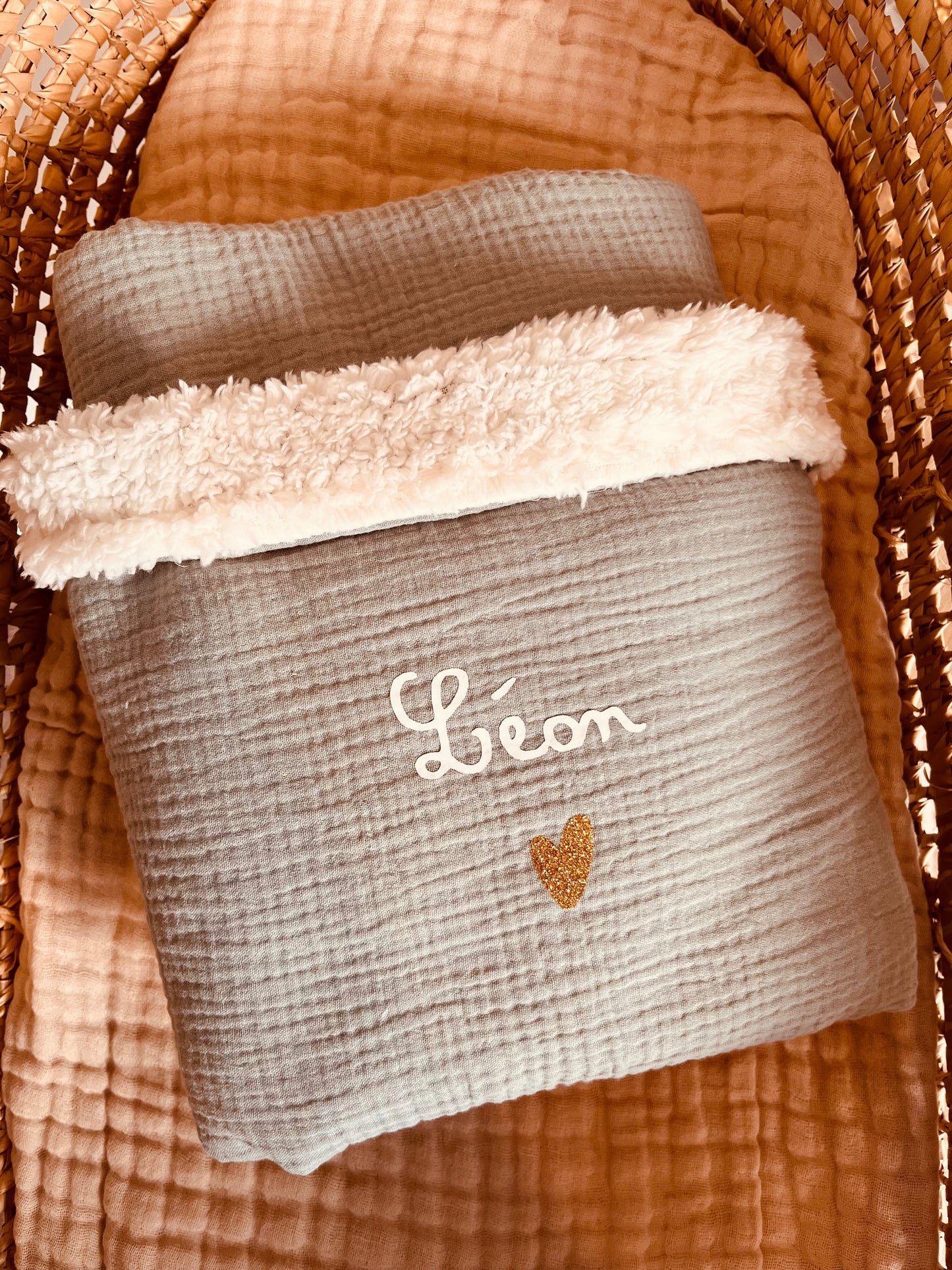 Couverture bébé personnalisé vert sauge
