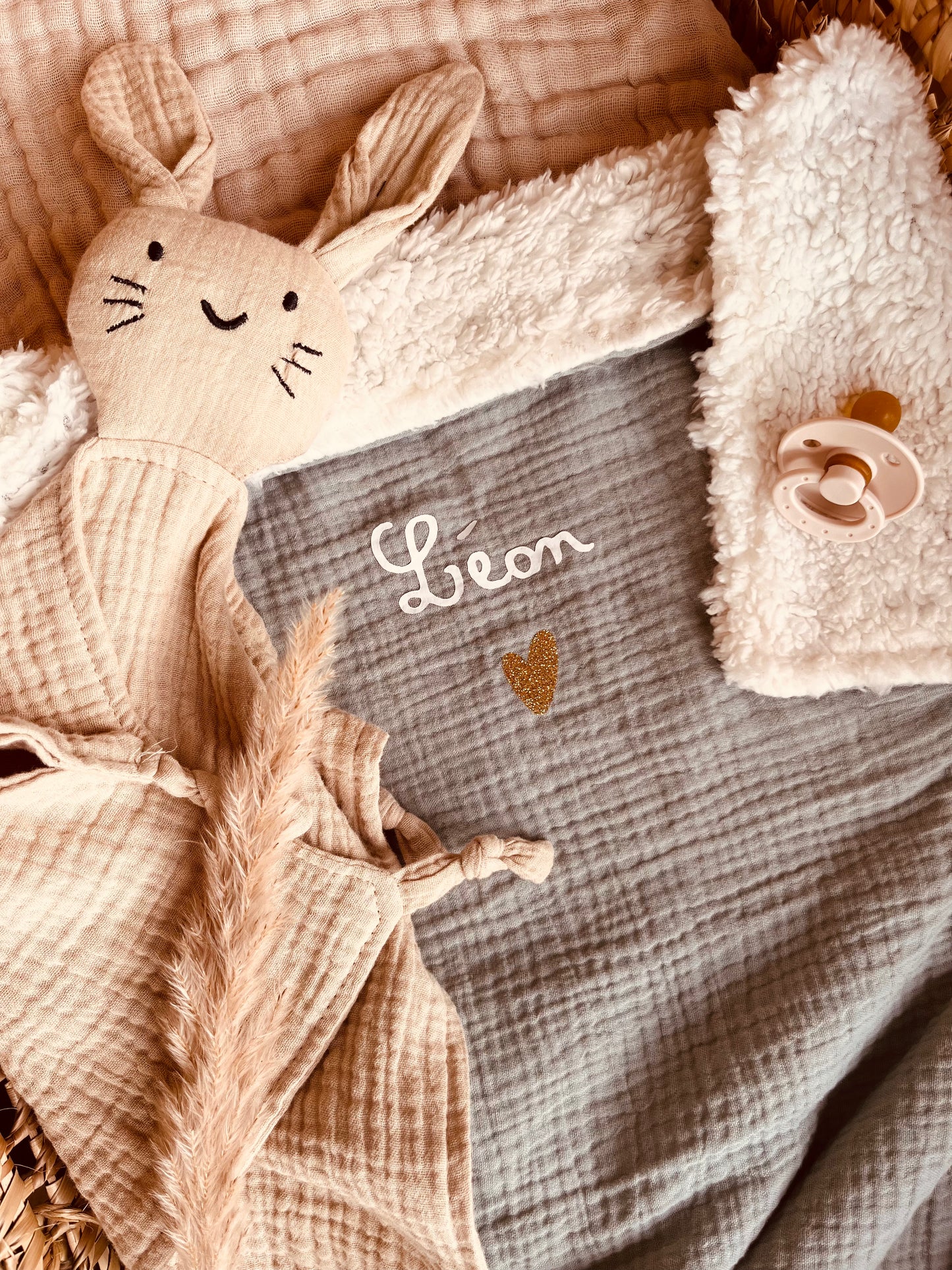 Couverture bébé personnalisé vert sauge