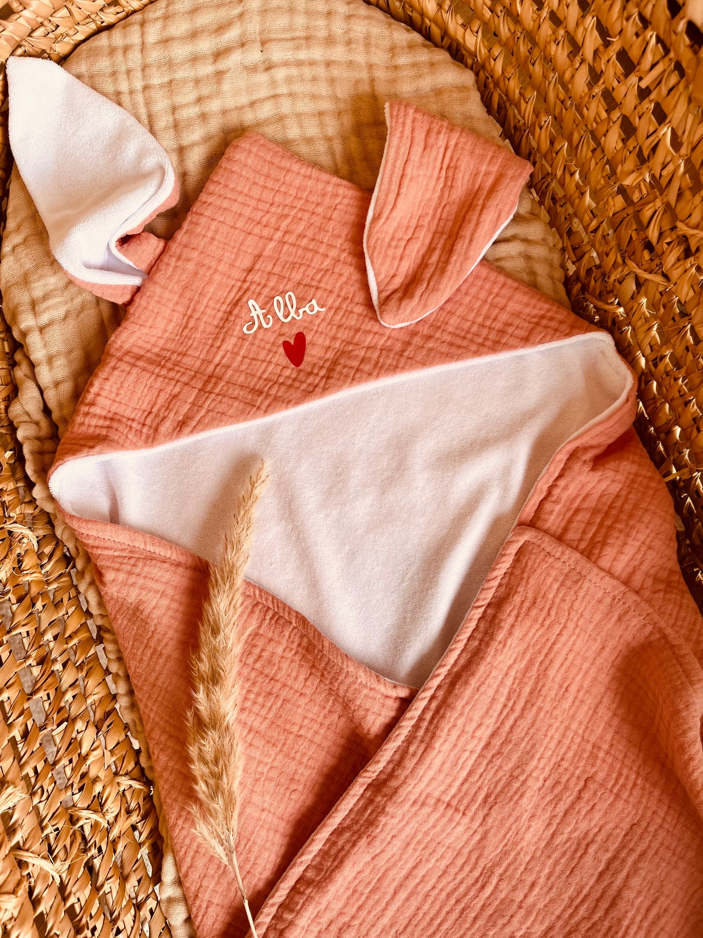 Cape de bain personnalisée Rose