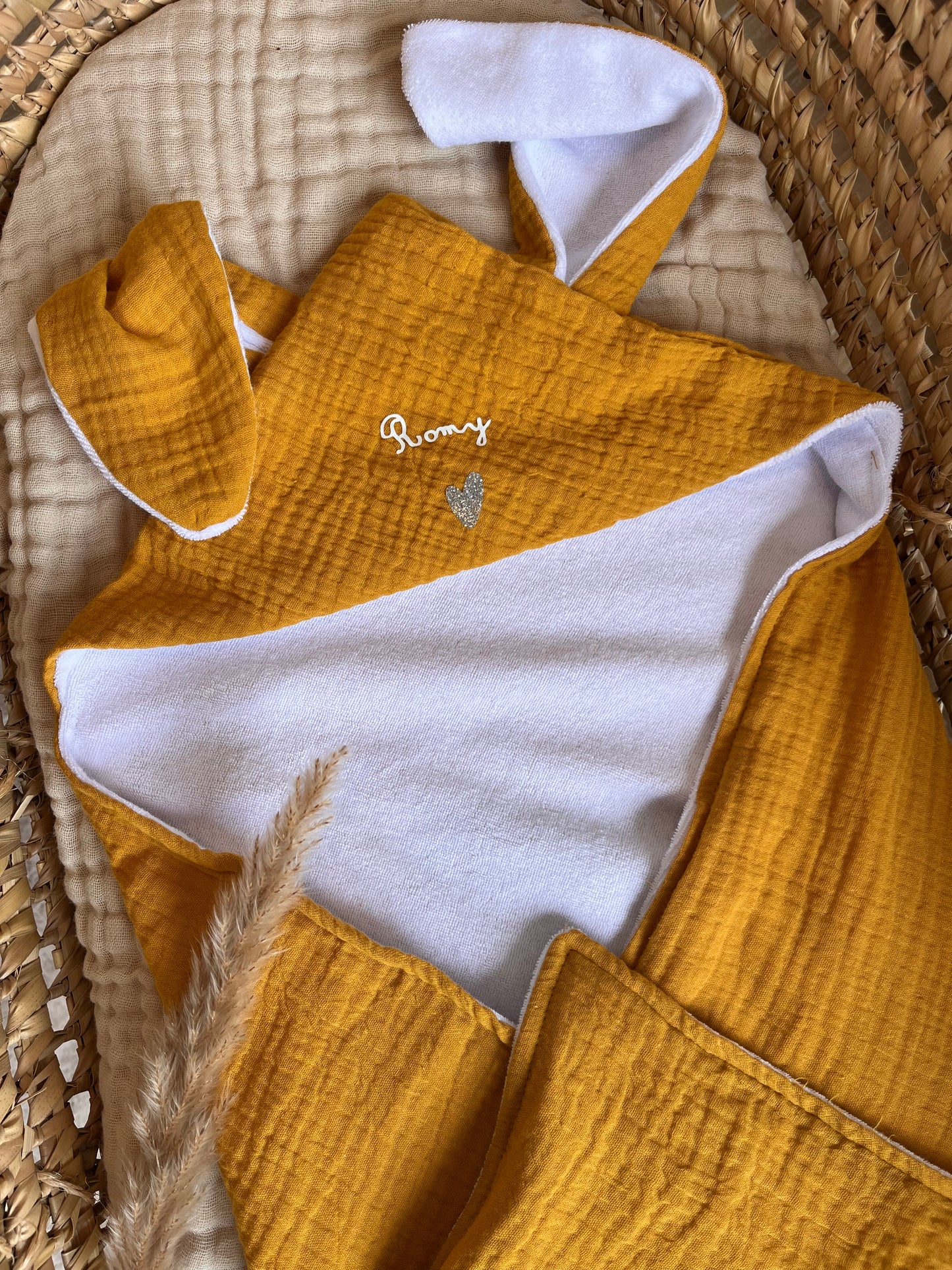 Cape de bain personnalisée Moutarde