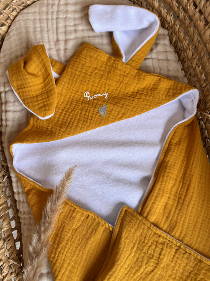 Cape de bain personnalisée Moutarde