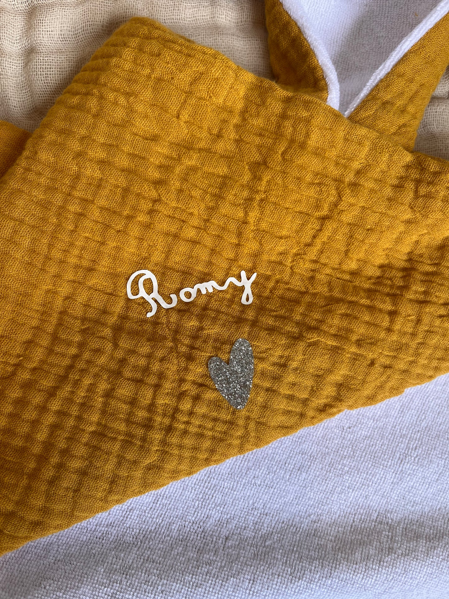 Cape de bain personnalisée Moutarde