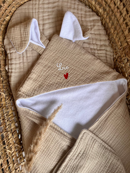 Cape de bain personnalisée Beige