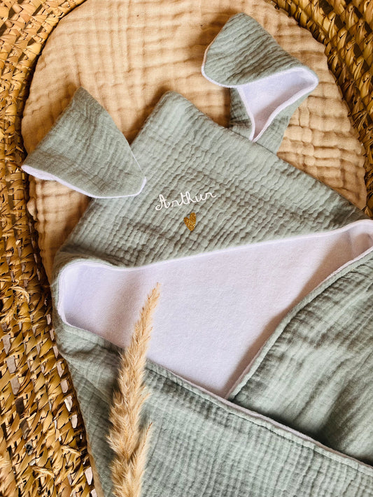 Cape de bain personnalisée Vert sauge