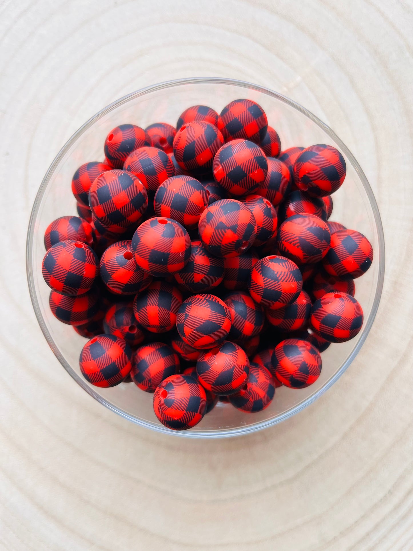 Perle silicone imprimées Rouge Bûcheron