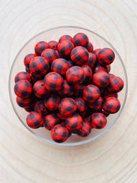 Perle silicone imprimées Rouge Bûcheron