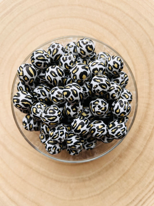 Perle silicone imprimées léopard