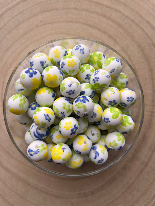 Perle silicone imprimées Printemps