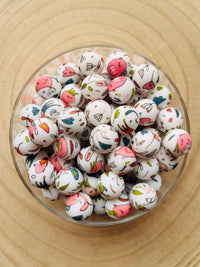 Perle silicone imprimées oiseaux