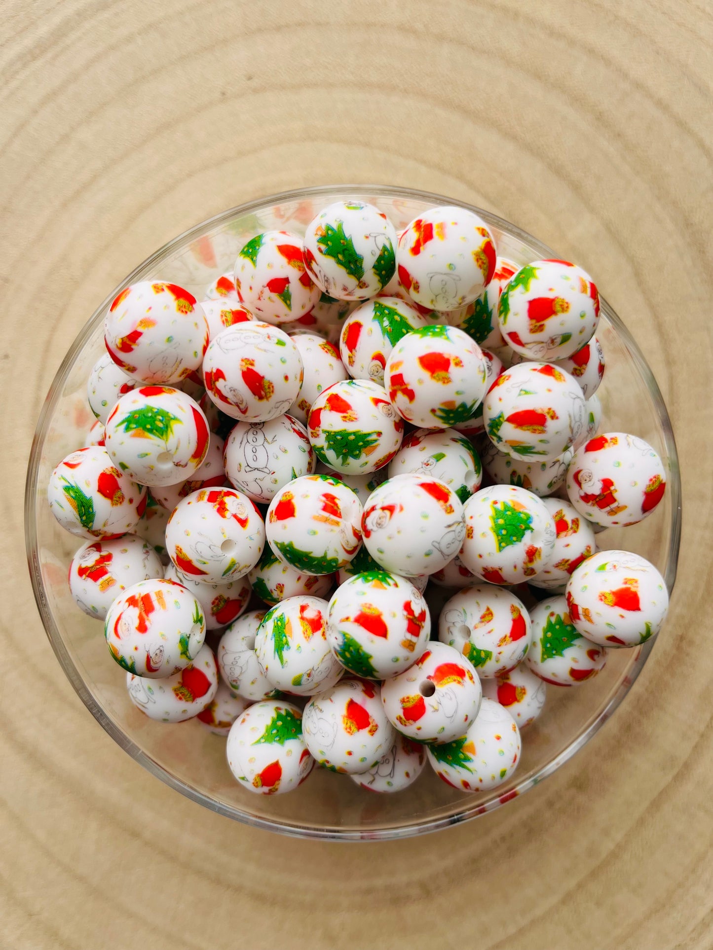 Perle silicone imprimée Noël