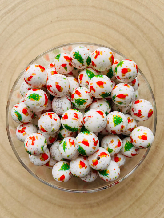 Perle silicone imprimée Noël