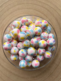 Perle silicone imprimées Cœurs Multicolores