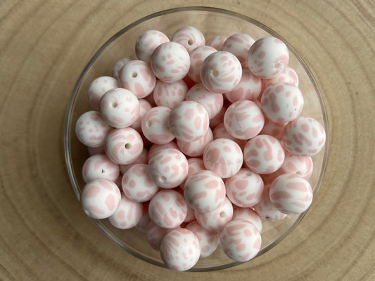 Perles en silicone imprimées Léopard Rose Pâle