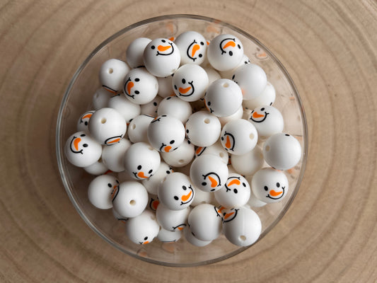 Perle silicone imprimée tête des neiges