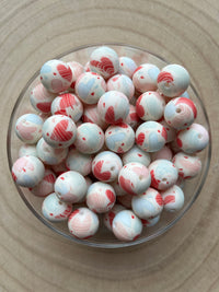 Perles en silicone imprimées Cœur Pastel