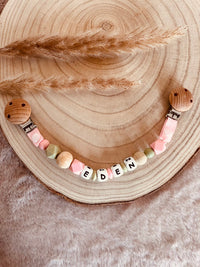 Attache doudou rose et kaki