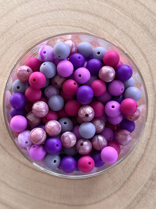 Perle silicone ronde 15mm violette