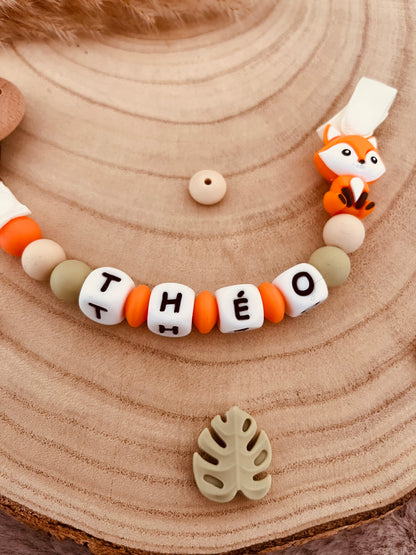 Attache-tétine personnalisée renard orange