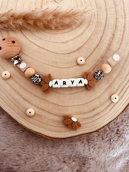 Attache-tétine personnalisée Lotus Léopard