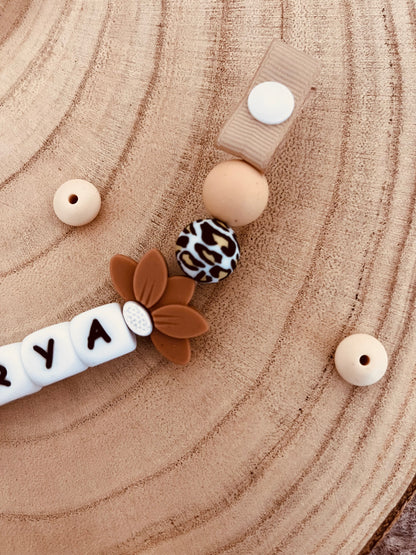 Attache-tétine personnalisée Lotus Léopard