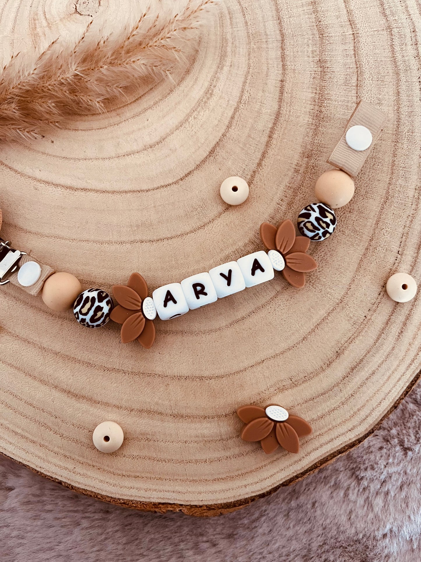 Attache-tétine personnalisée Lotus Léopard