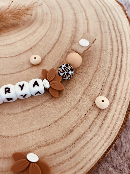 Attache-tétine personnalisée Lotus Léopard