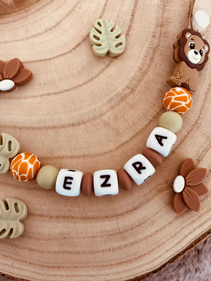 Attache-tétine personnalisée Jungle Safari Lion