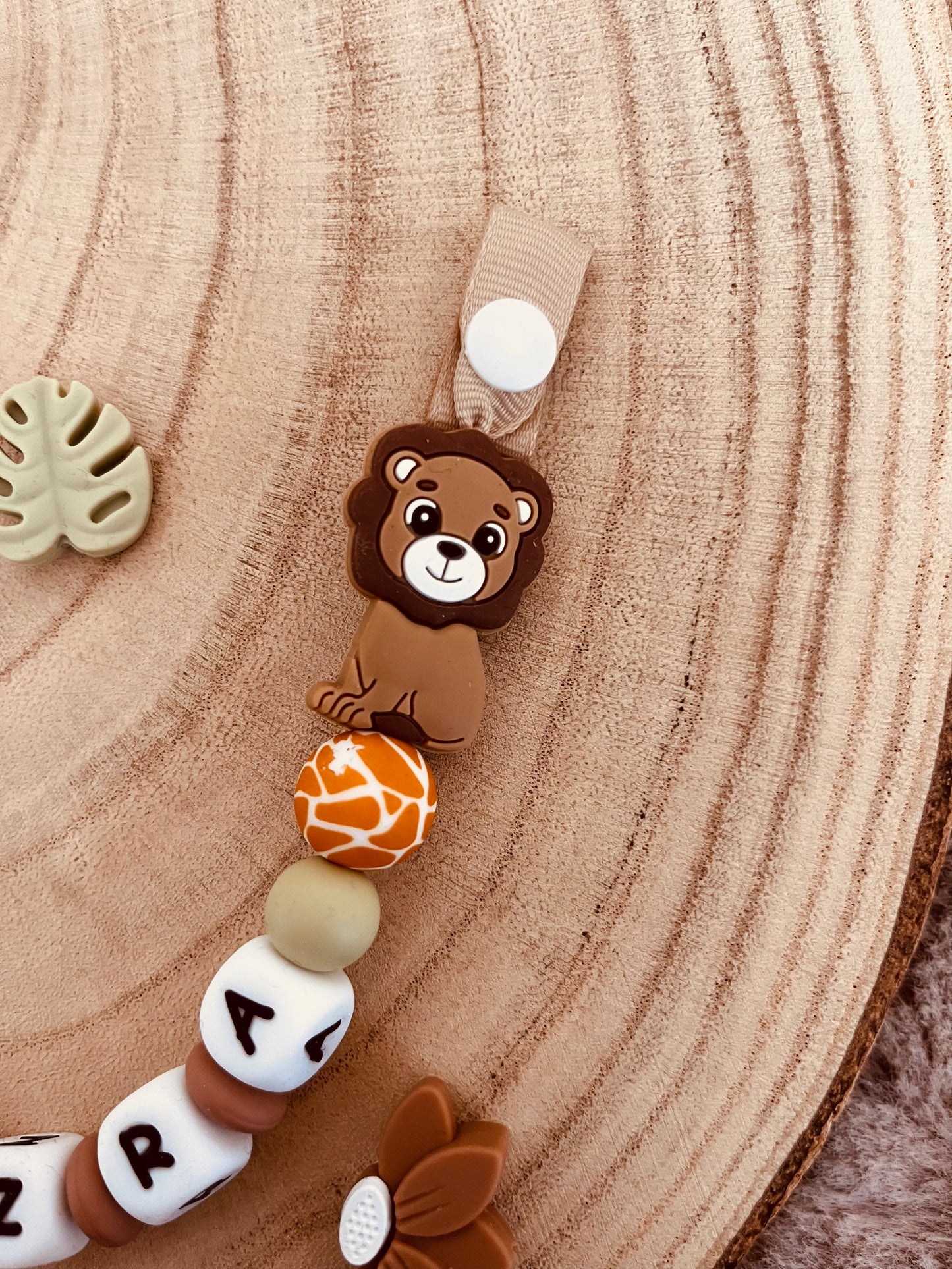 Attache-tétine personnalisée Jungle Safari Lion