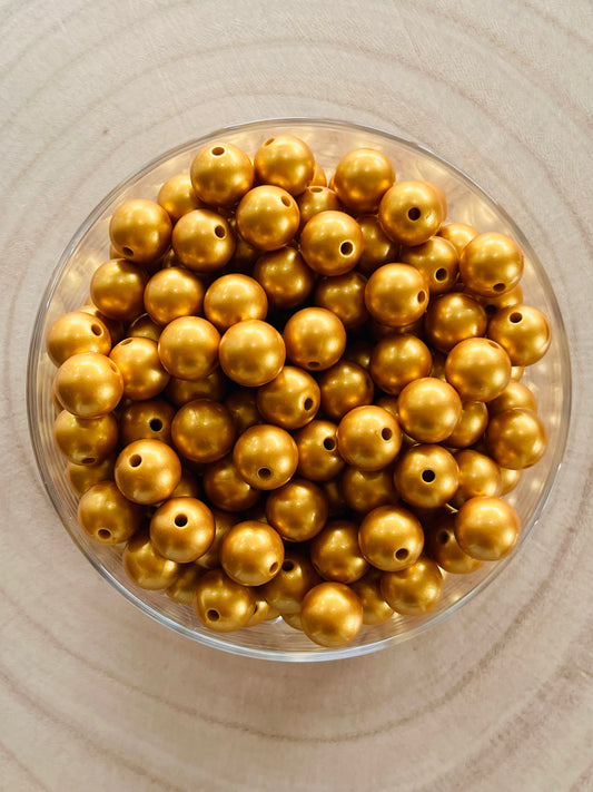 Perle silicone ronde 12mm Or