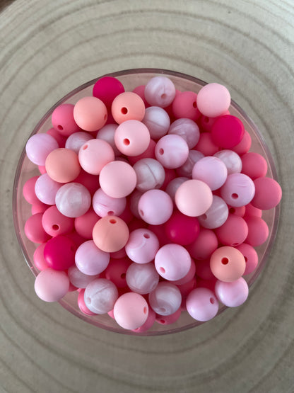 Perle silicone ronde 12 mm Rose