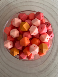 Perle silicone hexagonale 14 mm Orange