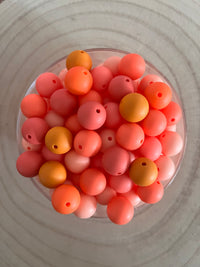 Perle silicone ronde 15 mm Orange