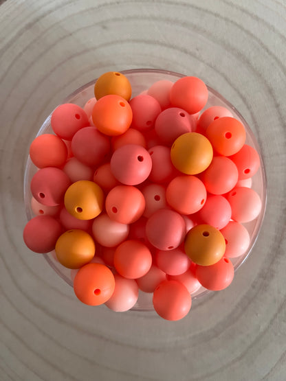 Perle silicone ronde 15 mm Orange
