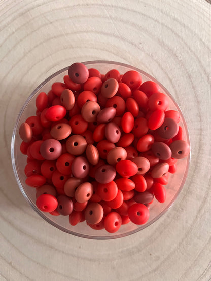 Perle silicone lentille 12mm Rouge