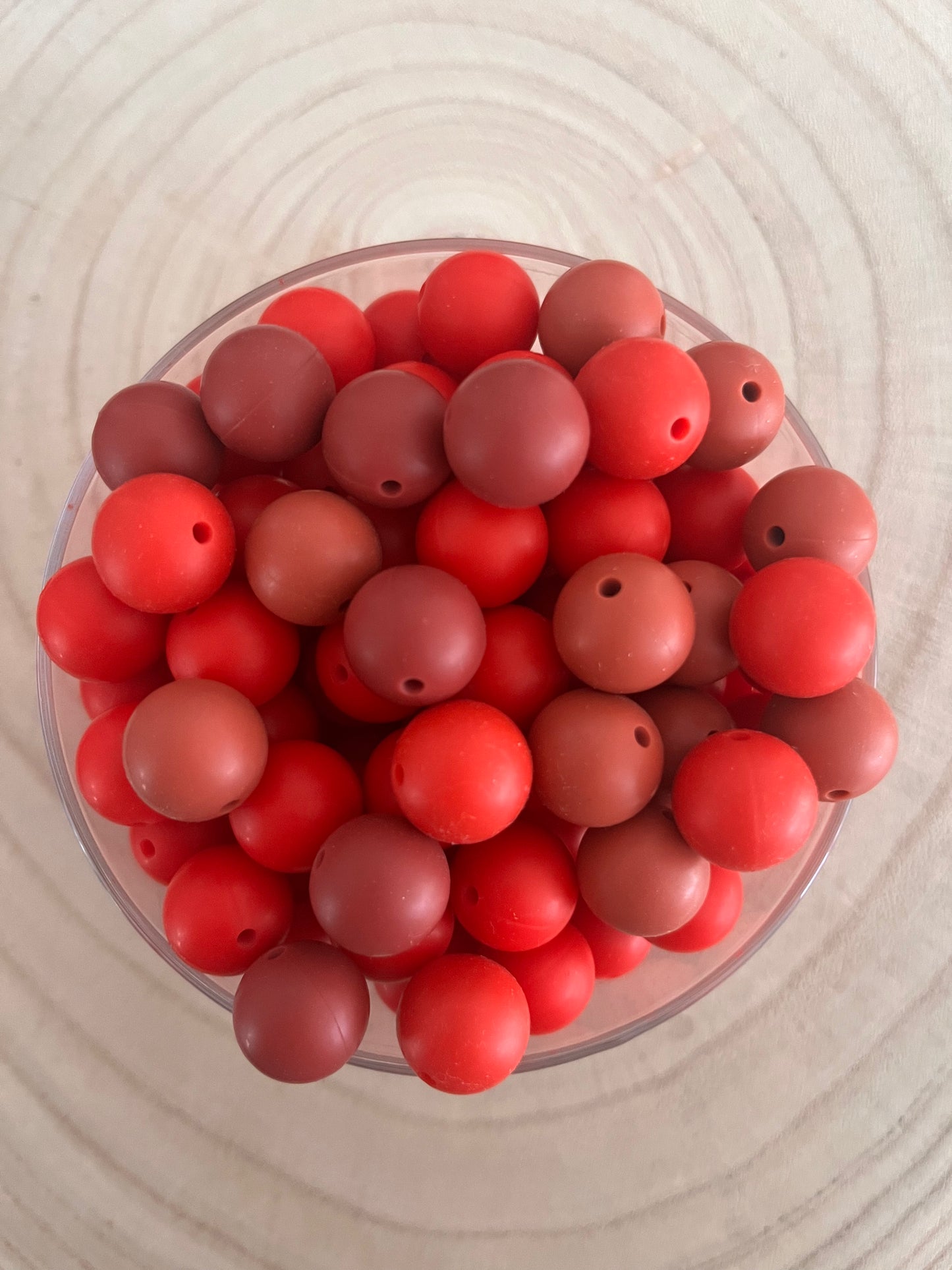 Perle silicone ronde 15 mm Rouge