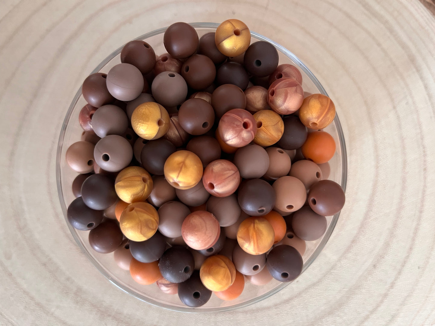 Perle silicone ronde 12 mm Marron