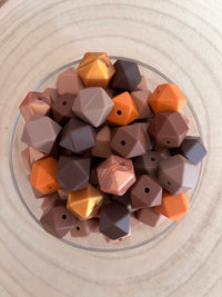 Perle silicone hexagonal 14 mm Marron
