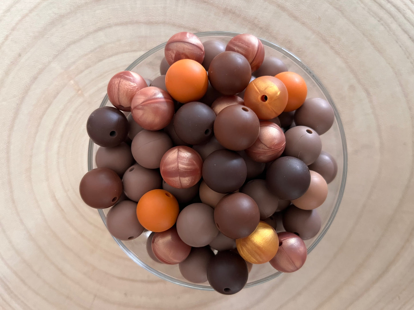 Perle silicone ronde 15 mm Marron