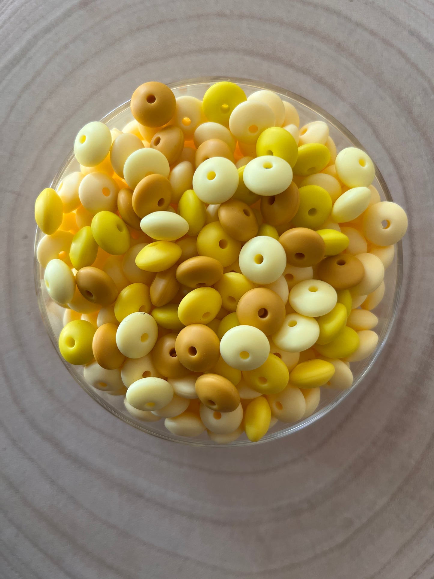 Perle silicone lentille 12 mm Jaune